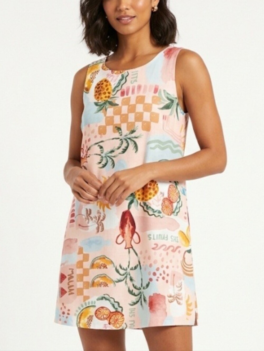 Paper Heart Tropical Mini Dress Linen Blend Size Medium Resortwear